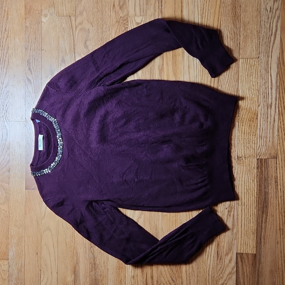 Equipment Shane purple jeweled necklace wool cashmere sweater